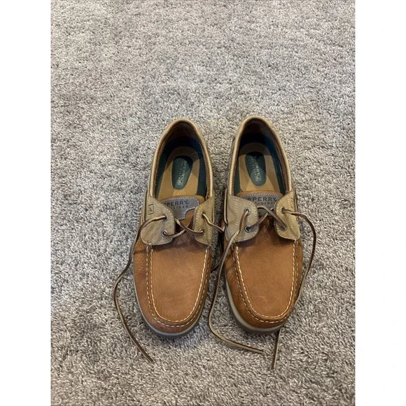 Sperry Mens Top Sider Shoes Size 11.5S Tan & Brown Defender 2 Eye Tie Leather Up