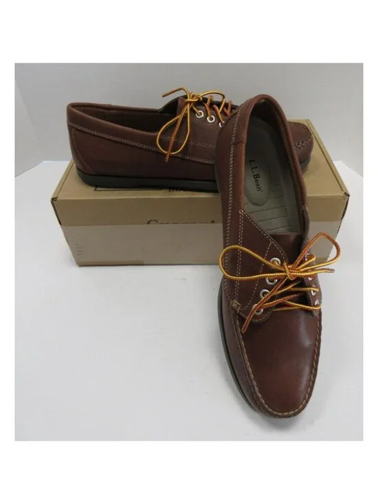 LL Bean Boat Shoes 11.5 D Blucher Mocassin Leather Casual Handsewn NEW