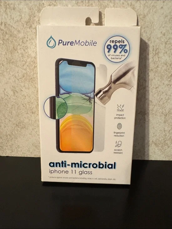 Anti-Microbial iPhone 11 Glass Screen Protector - White Packaging