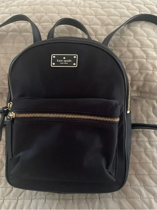 kate spade Black Nylon Backpack with Gold Hardware