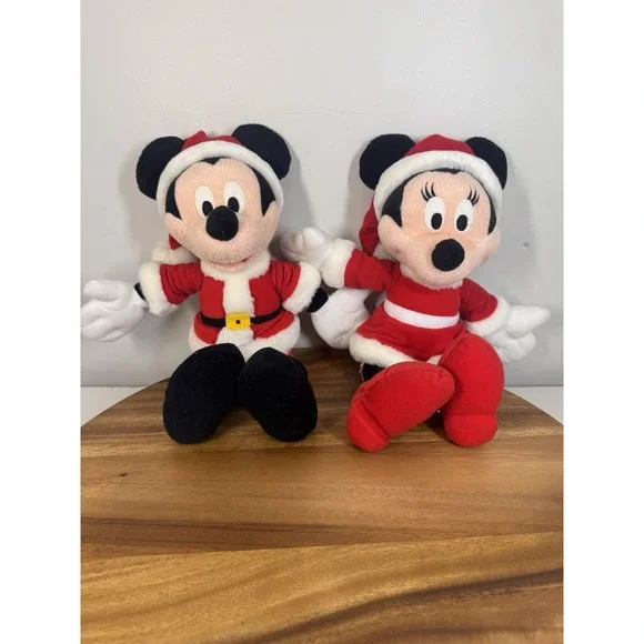 Vintage Disney Mickey & Minnie Mouse  Christmas Rattle Plush‎ Animals