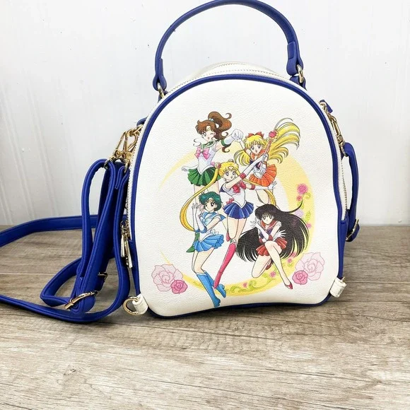 Sailor Moon BoxLunch Mini Backpack Convertible Crossbody Bag Blue White Anime