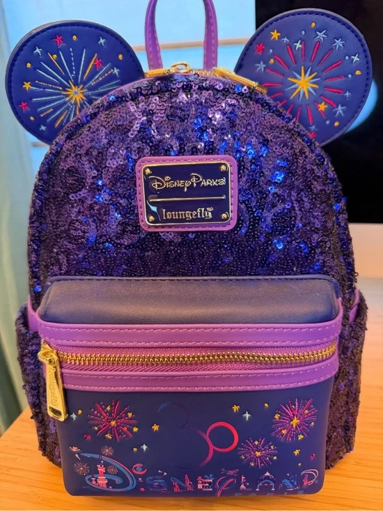 Loungefly Purple Sequin Disney Parks Fireworks Mini Backpack
