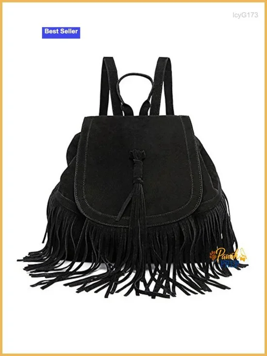 Women Faux Leather Fringe Tassel Backpack Purse Travel Daypack Shoulder Bag