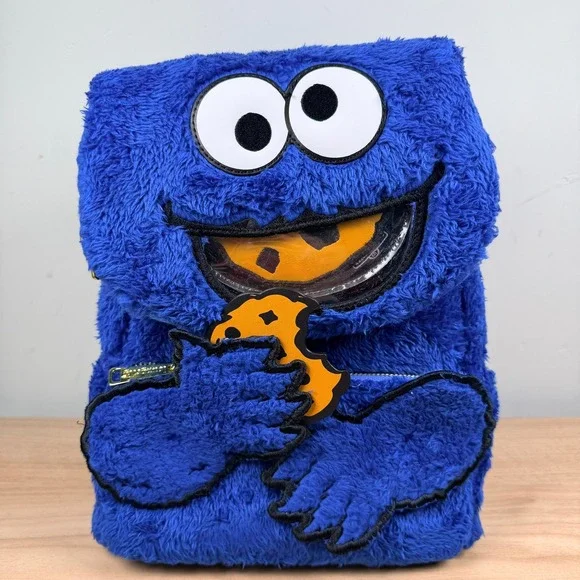Loungefly Sesame Street Cookie Monster Mini Backpack and Coin Purse Furry NEW