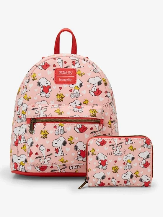 Loungefly Snoopy Mini Backpack And Wallet Set Hearts Valentines