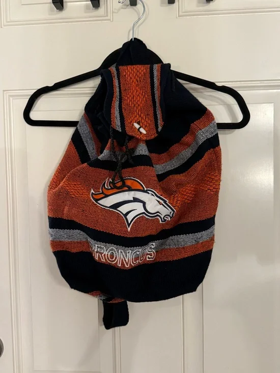 Denver Broncos backpack Handmade in Mexico 15”H X 12”W approximately used once
