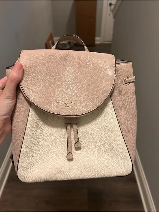 NWT - kate spade New York Leila Drawstring Medium Flap Two-Tone Leather Backpack
