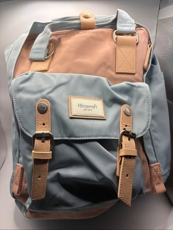 Himawari Women's Two-Tone Light Blue & Tan Backpack