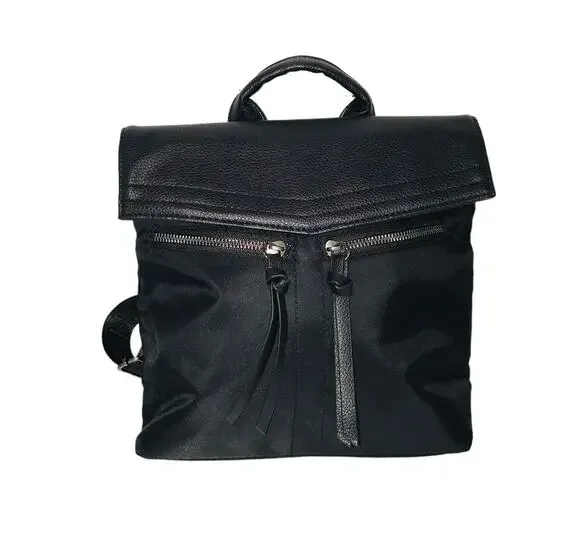 Botkier New York Black Shiny Canvas Faux Leather Small Backpack