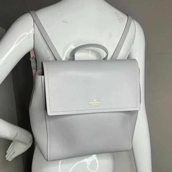 Kate Spade New York Somerville Road Megyn Light Gray Leather Backpack Bag