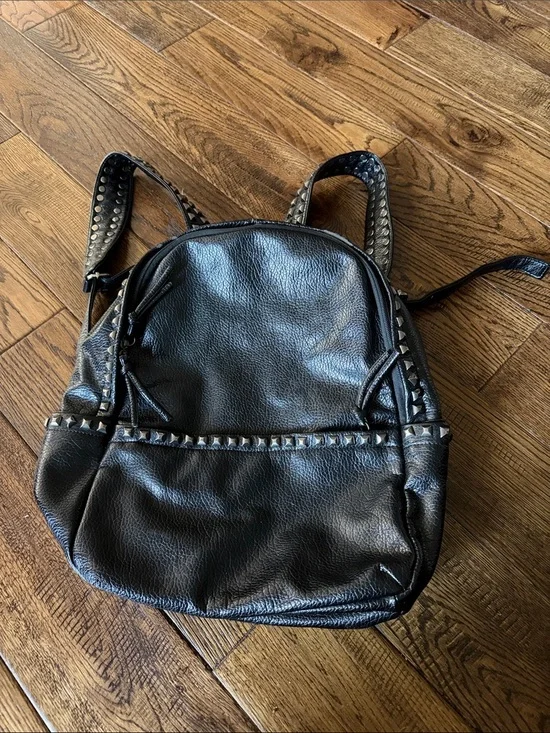 Black Studded Faux Leather Stud Mini Backpack Bag