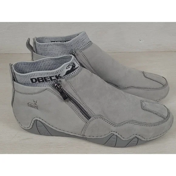 Dbeck Mens Grey Leather High Top Zip Casual Sneaker Boots Size 42  Size9