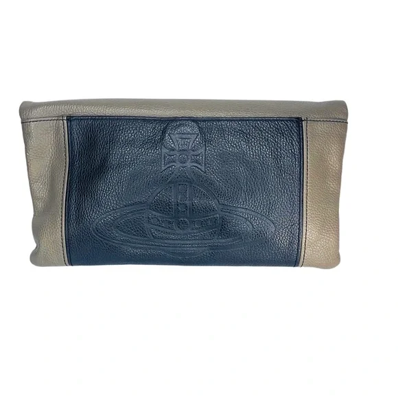 Vivienne Westwood Black and Taupe Foldover Clutch