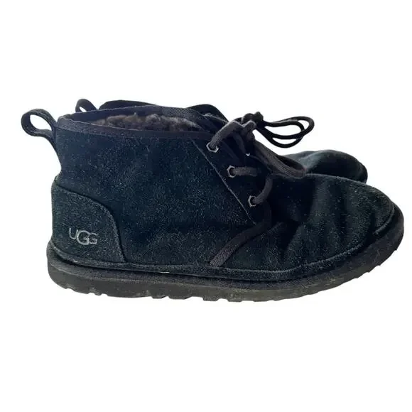 UGG Neumel Chukka‎ Boots Mens 8 Black Suede Shearling Fur Lined