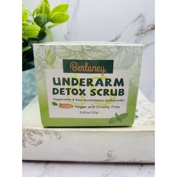 Berlaney Armpit Detox Scrub Peppermint Aloe Vera Walnut‎ Shell Powder 100% Vegan