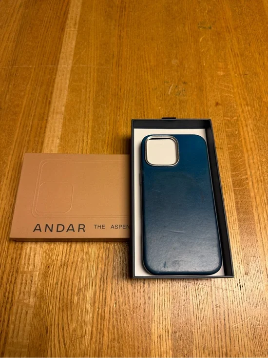 Aspen iPhone 14 Pro Max, genuine Leather Phone Case - Teal Blue