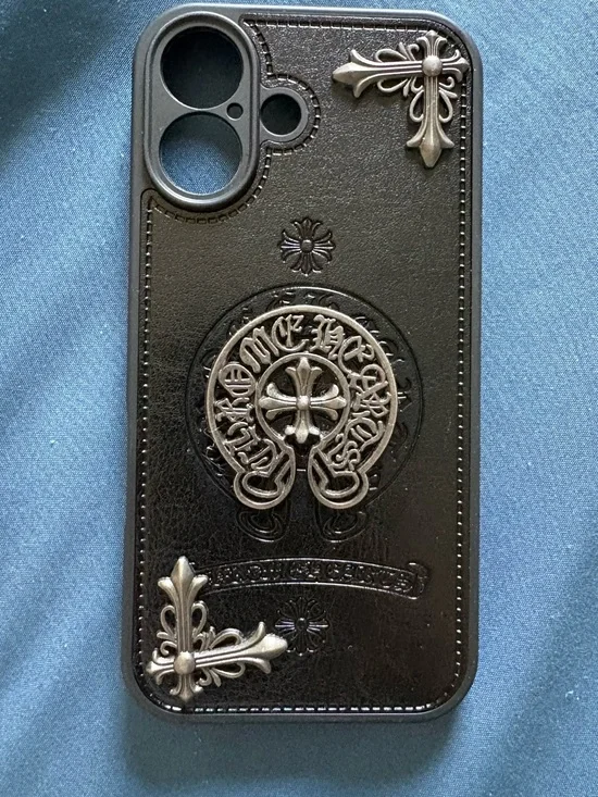 chrome hearts style iphone 16 phone case