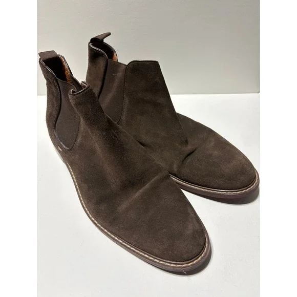 Nordstrom Chelsea Boots Mens Dark Brown Suede Ankle Pull On Studded Sole