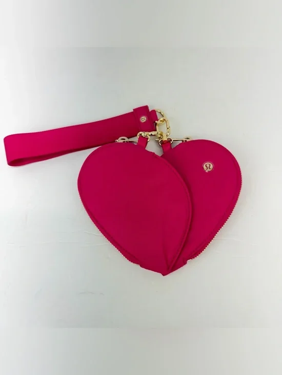 Lululemon Dual Pouch Wristlet Heart Pink Passionate Gold NWOT