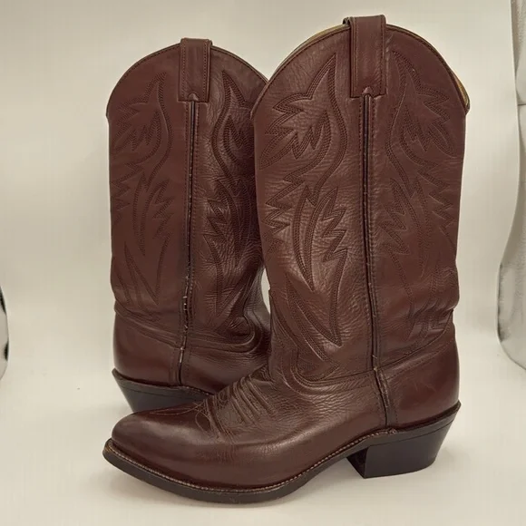 HERITAGE WEST - Vintage Cowboy Brown leather‎ Rodeo western boots USA size 8D