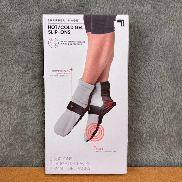 Sharper Image Hot Cold Gel Slip Ons Foot‎ Therapy Compression Wraps 1011833 NEW