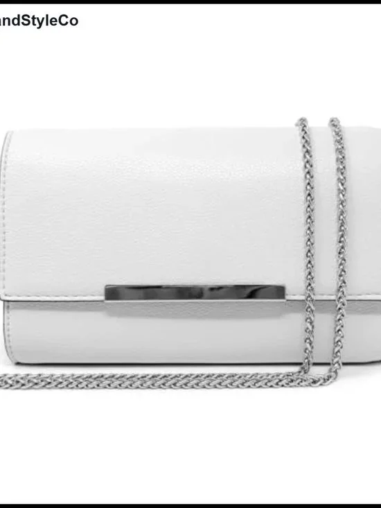 Women's Small Convertible Clutch Wristlet Evening Bag with Chain Strap - Faux