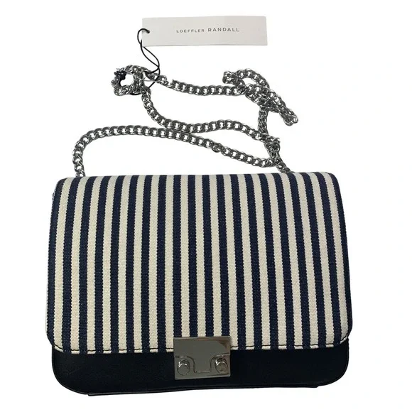 Loeffler Randall Leather Silver‎ Chain Clutch Crossbody Handbag NWT $395 AS IS