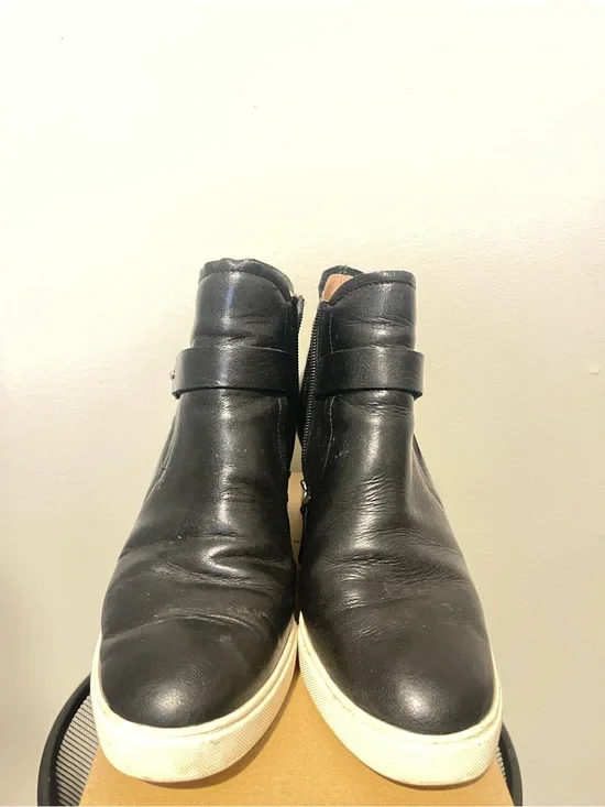 Paolo Black Leather High-Top Boots with White Sole