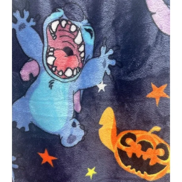 Disney Lilo & Stitch Halloween Blue Plush Throw Blanket 50