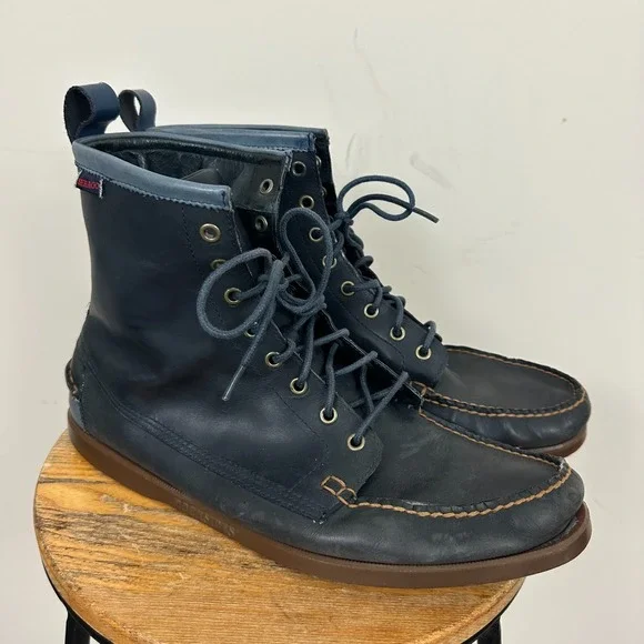 Vane x Sebago Docksides Mens US 13 M Ankle Boots Blue Lighthouse Lace Up Shoes