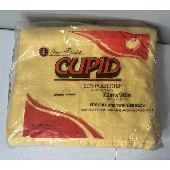 Vintage Cupid Yellow Blanket 72