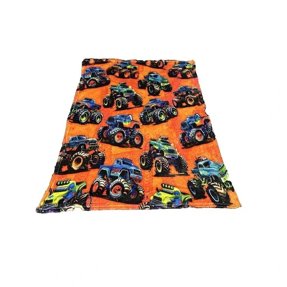 NEW small‎ lap blanket throw approx. 38x30 inches toddlers kids monster trucks