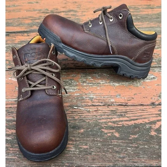 Timberland PRO TiTAN 47028 Mens 9.5M Brown Leather Alloy Toe Work Shoes EH