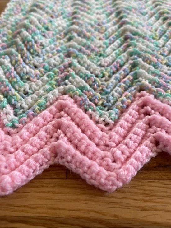 Handmade Crochet Pastel Baby Blanket - 29”x34” Rectangle Bed Throw for Nursery