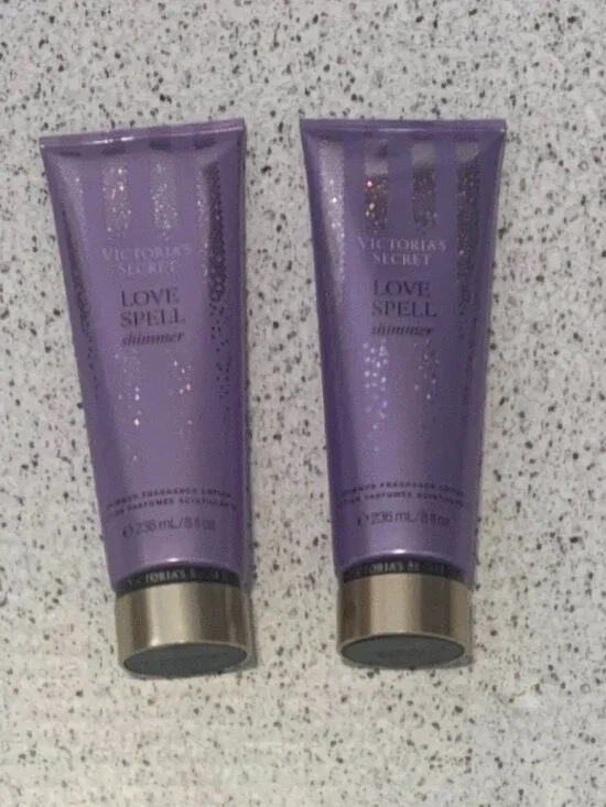 2 Pack Victoria's Secret Fragrance Body Lotion Love Spell SHIMMER 2x 8 oz