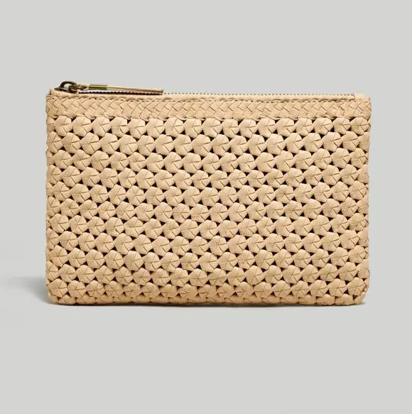 Madewell The Leather Pouch Clutch: Crochet Edition Marzipan / Tan