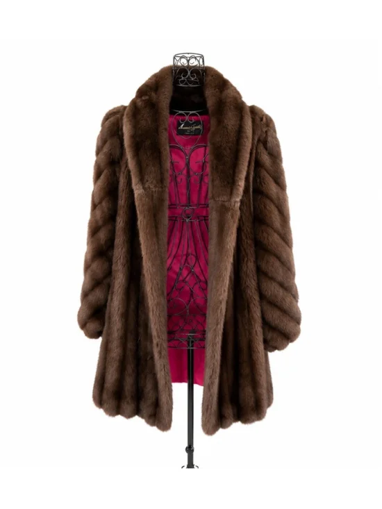 Vintage American Signature Brown Faux Fur Full Coat Jacket Mob Wife size medium