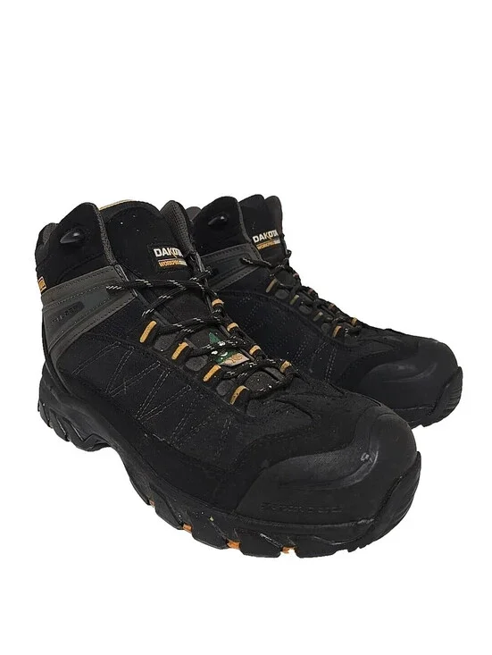 DAKOTA Mens Mid-Cut Quad Comfort Steel Toe CP Work Boot 26039MDQC-AS Black 12W/L