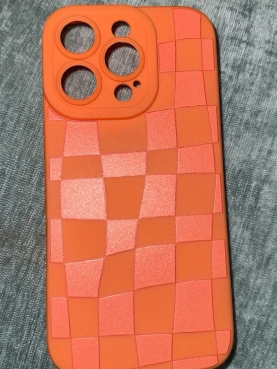 Amazon Orange Checkered Silicone Phone Case for iPhone 16 Pro