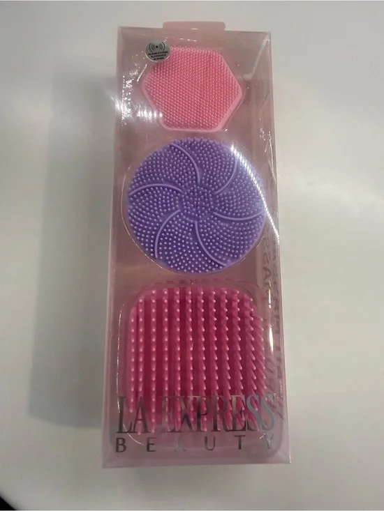 Beauty Pink & Purple Silicone head massager  Cleansing Brush Set