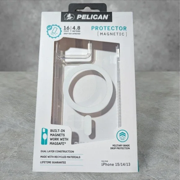 L8. Pelican Protector Case For Apple iPhone 15 / 14 / 13, W/MagSafe Clear