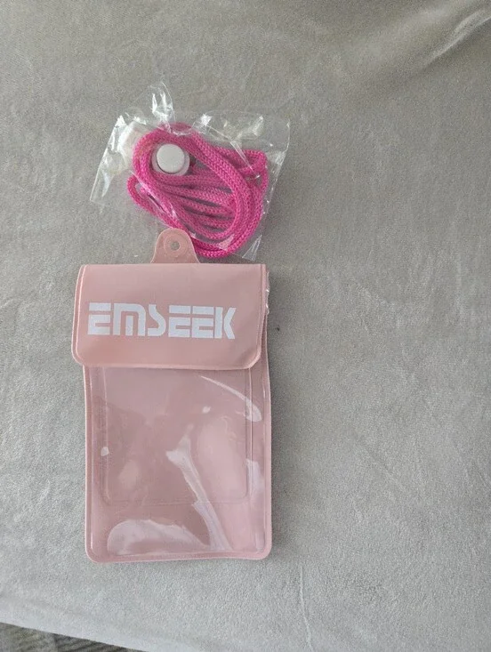 NWOT EMSEEK Pink Waterproof  Pouch with Neck Strap 5.5x3.5
