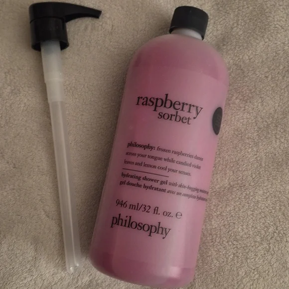 Philosophy 32 Oz 3 In 1 Raspberry Sorbet With Pump,  New