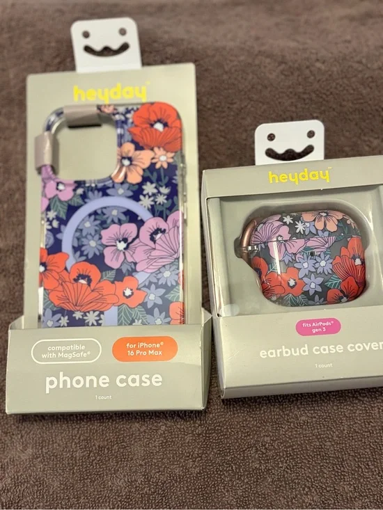 heyday Navy Floral Phone Case & AirPods Case Cover with Pink/Coral NWT