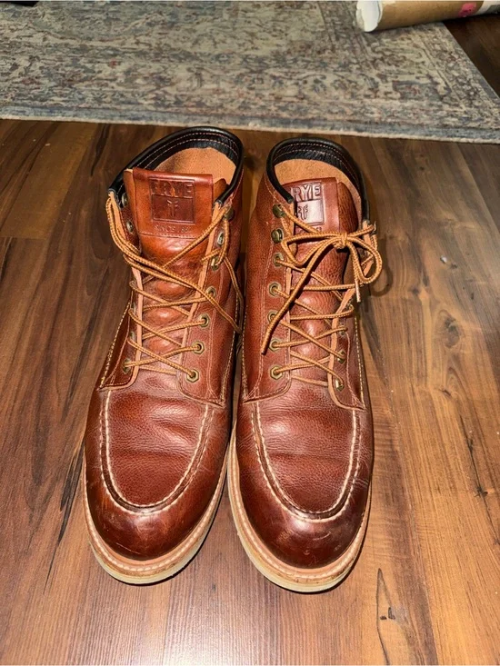 Frye Men’s Dakota Wedge Brown Leather Moc Toe Boots 13