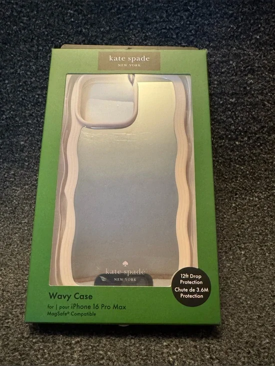 NIB - Kate Spade iPhone 16 Pro Max Wavy Mirror MagSafe Case Light Pink Border
