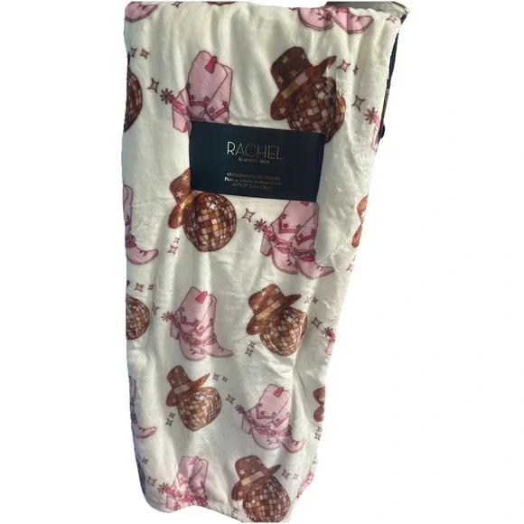 Rachel Roy Disco Ball Yeehaw Cowgirl‎ Throw Blanket Boots Hat Soft 60X70