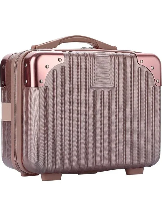 Portable Hard Shell Cosmetic Travel Case - Mini Makeup Suitcase with Elastic