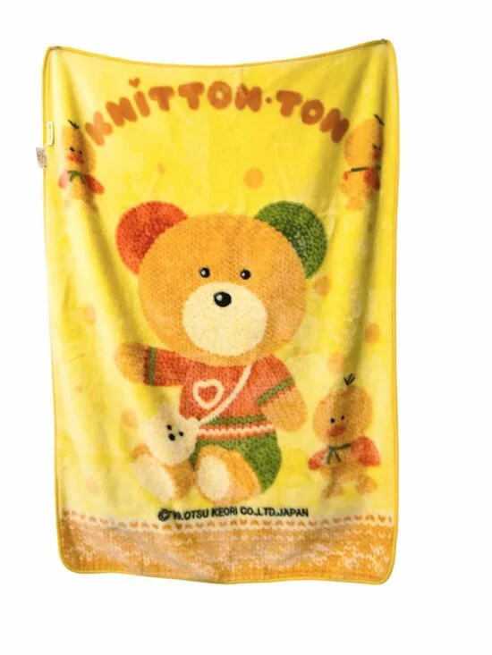 Vintage 1999 Otsu Keori Iroiro Benri Knitton Ton Bear Chick Blanket 37